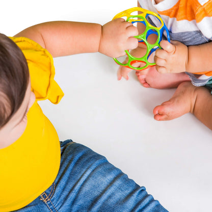 Bright Starts Oball Easy Grasp Classic Ball BPA-Free Infant Toy in Red, Yellow, Green, Blue, Age