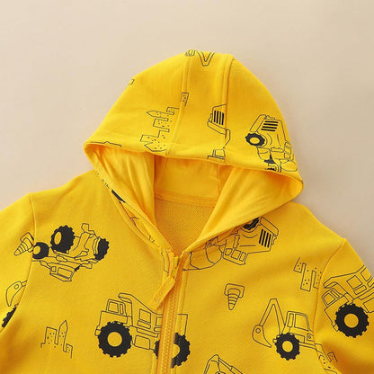 Toddler Boys Full Zip Dinosaur Hoodies Comfortable Sweatshirt