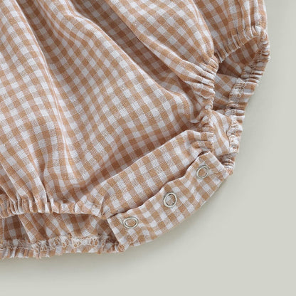 Douhoow Infant Baby Girl Plaid Romper Baby Sweatshirt Romper Ruffle Festival Clothes Fall Winter