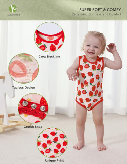Baby Boy Girl Pajamas Toddler Infant Unisex Sleeveless Sleep Bodysuit Sleepwear Newborn Snap Snug