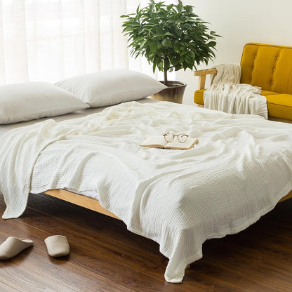 EMME Cotton Blanket Queen Size for Bed Soft Large Muslin Bed Bedspread 90"x90" Lightweight