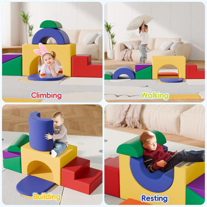 Soft Foam Climbing Blocks Set – Large 5-in-1 Soft Play Toys Crawling & Sliding Climbing Arch for