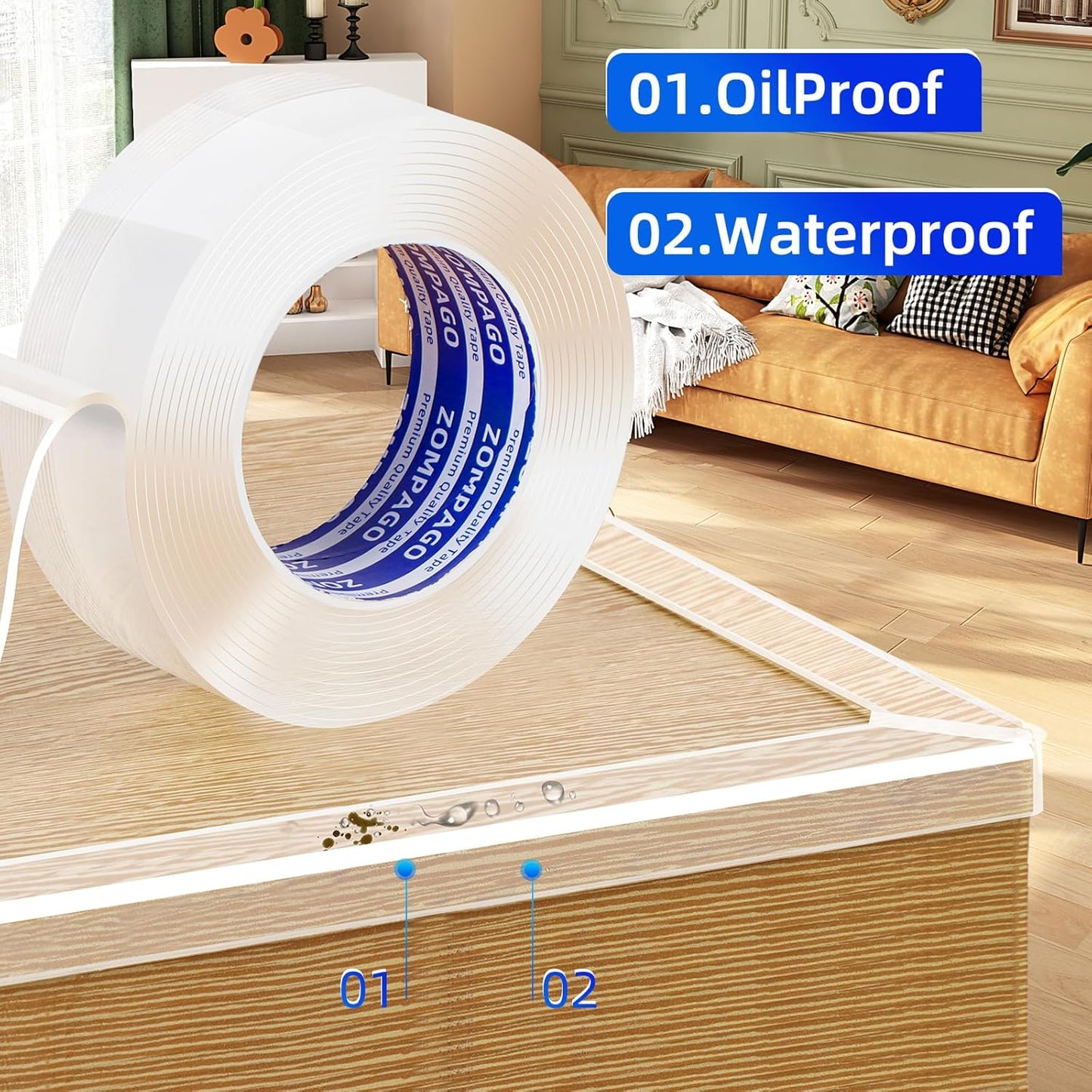 Clear Soft Corner Protectors for Furniture Strip,0.8in x9.84FT,2 Roll,Sharp Edge & Table