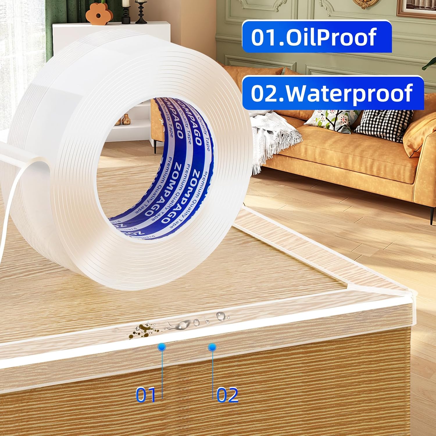 Clear Soft Corner Protectors for Furniture Strip,0.8in x9.84FT,2 Roll,Sharp Edge & Table