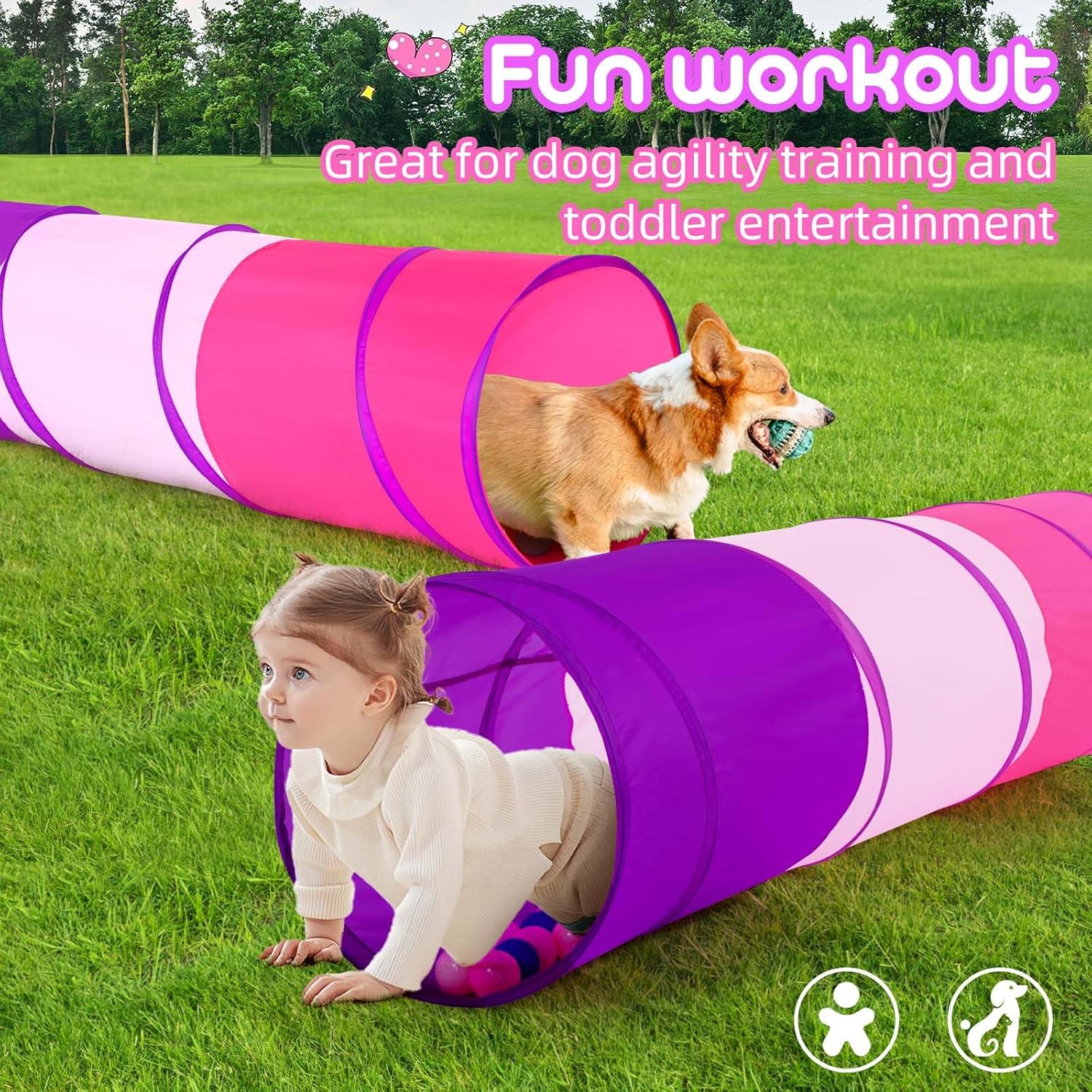 Kids Play Tunnel Tent for Toddler, 6-ft Pop Up Crawl Tunnel Toy for Baby Infant Children or Dog