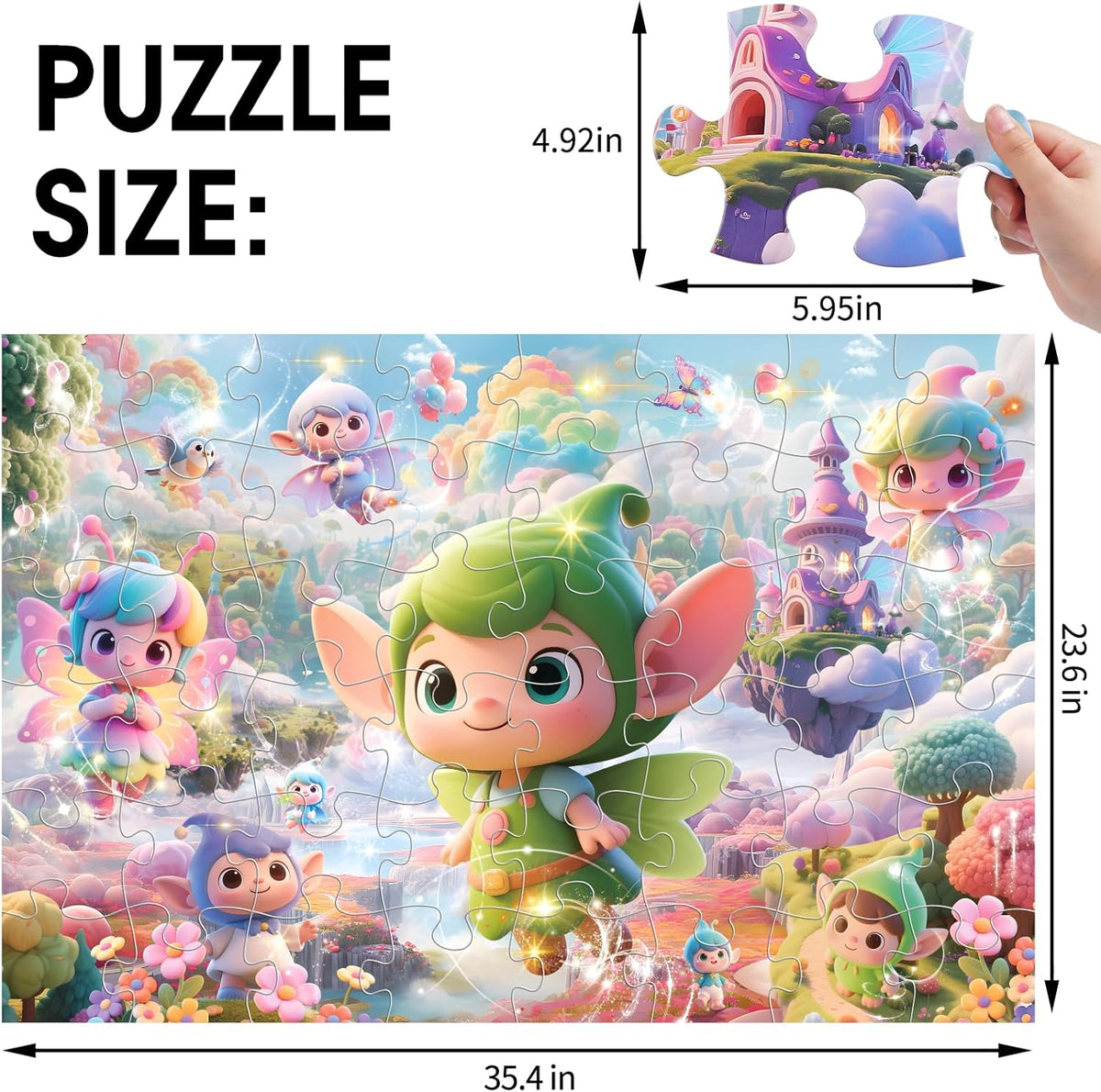 Jumbo Floor Puzzle for Kids,48 Piece Fairy Large Jigsaw Puzzles for Toddler Ages 3-5,Preschool