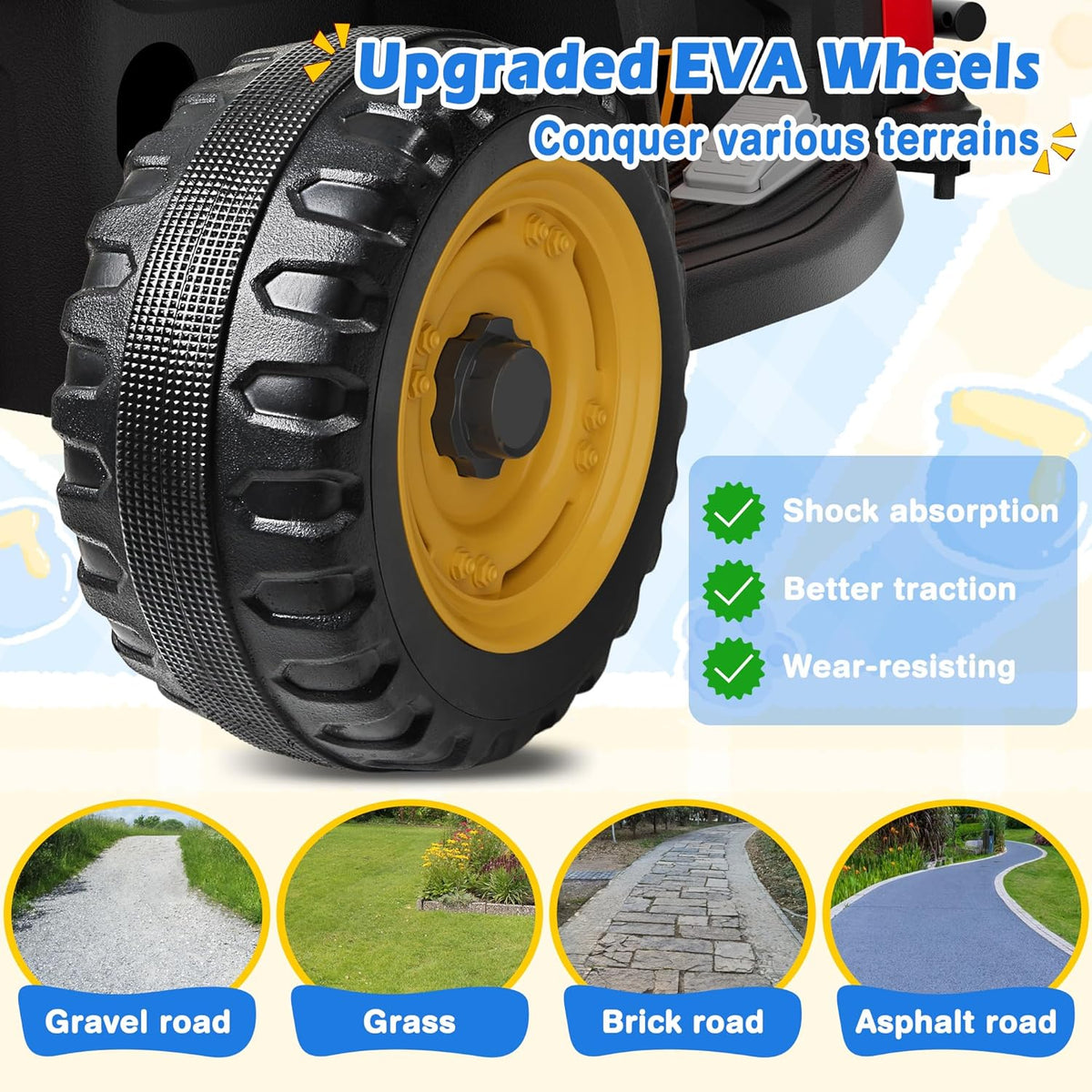 24V Ride On Tractor w/Tiltable & Detachable Trailer, 2x65W Motors, EVA Tires, Remote Control