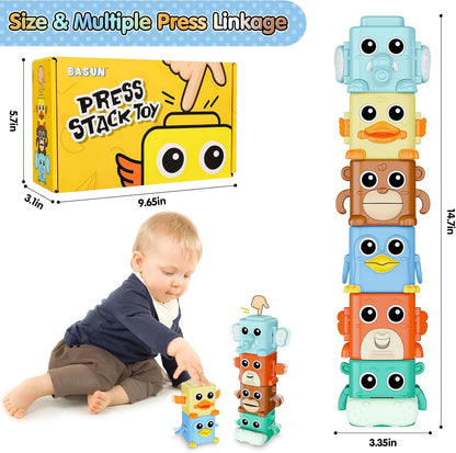 Stacking Toys Set for Toddlers 18+ Months, 6 in 1 Infant Sensory Toys with Changing Expressions