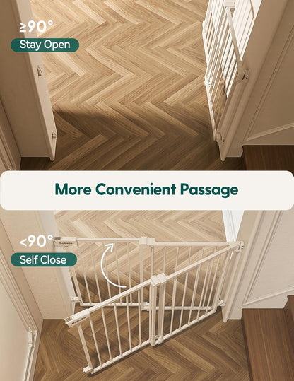 Babelio 34" Tall No Bottom Bar Baby/Dog Gate for Stairs, House and Doorways, 29.7-46.5" Auto Close