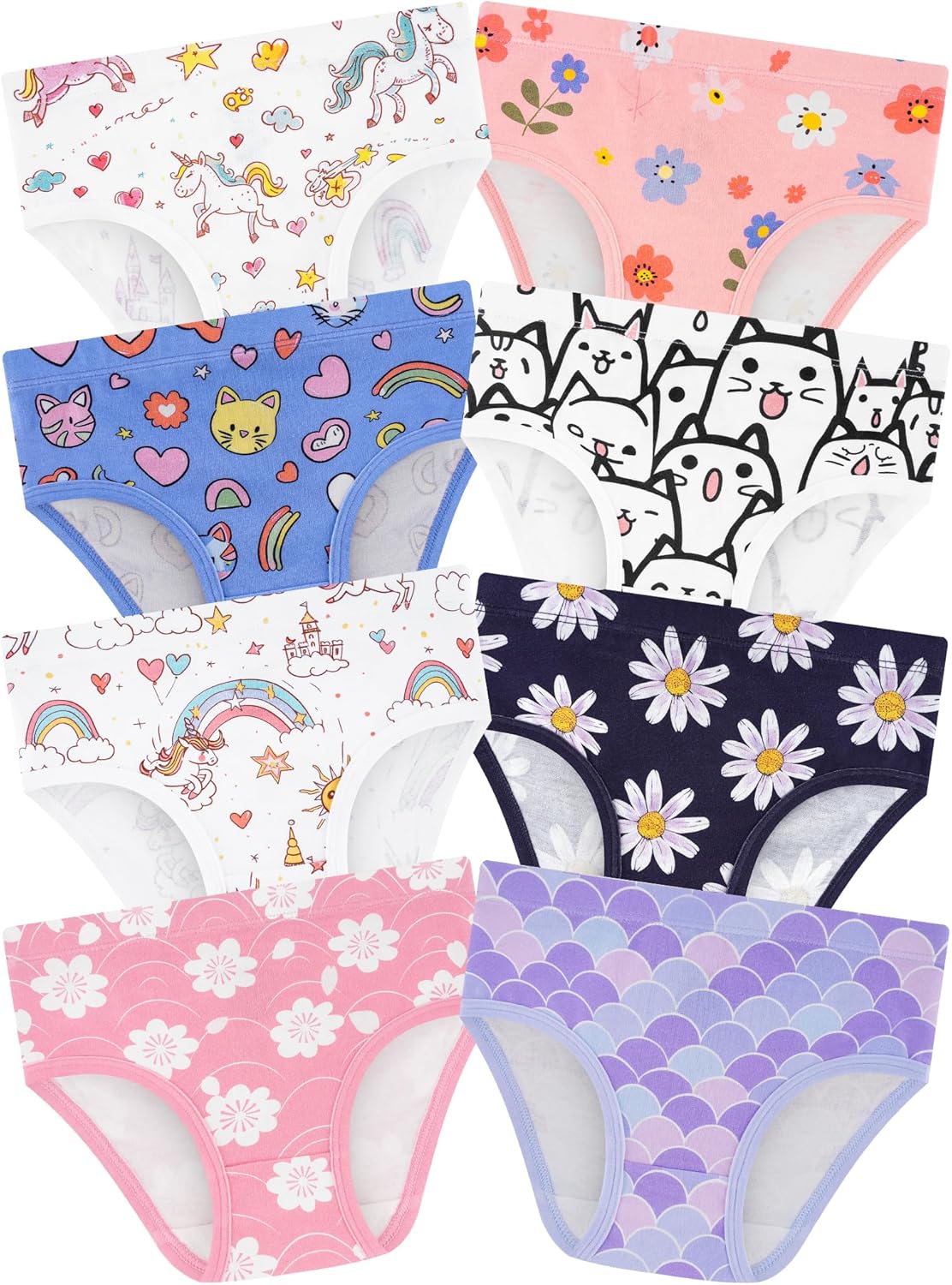 Girls' Underwear,Soft Cotton Tagless Panties for Toddlers' & Little Kids Comfort,Breathable