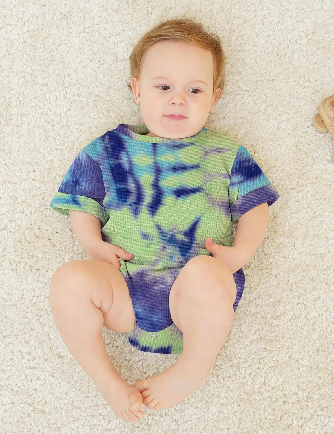 Jimonda Baby Bodysuit Newborn Tie Dye Clothes Infant Waffle One Piece Romper Baby Boys Girls Short