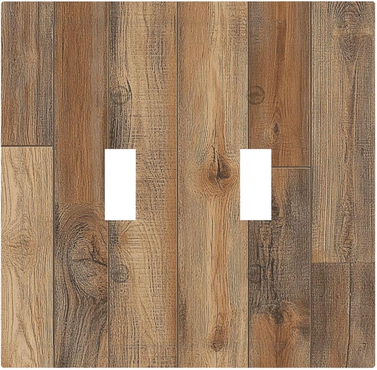 Decorative Switch Plates Retro Rustic Brown Wood Grain 2 Gang Double Toggle Outlet Light Switch