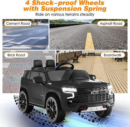 Costzon Ride on Car, 12V Licensed Chevrolet Tahoe Battery Powered Electric Vehicle w/ 2.4G Remote