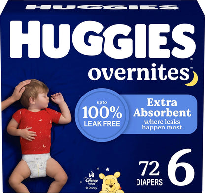Huggies Size 6 Overnites Baby Diapers: Overnight Diapers, Size 6 (35+ lbs), 72 Ct, Packaging May