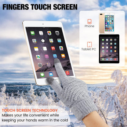 Geyoga 2 Pairs Women's Winter Touch Screen Gloves Soft Warm Fleece Lined Knit Elastic Cuff Winter