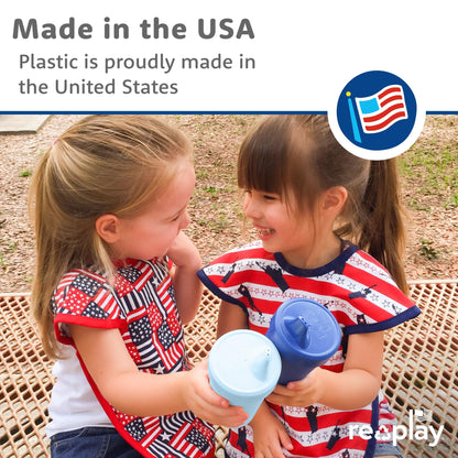 Re-Play Spill-Proof Sippy Cups for Toddlers - Kids Reusable 10 Oz Set of 3, Dishwasher & Microwave
