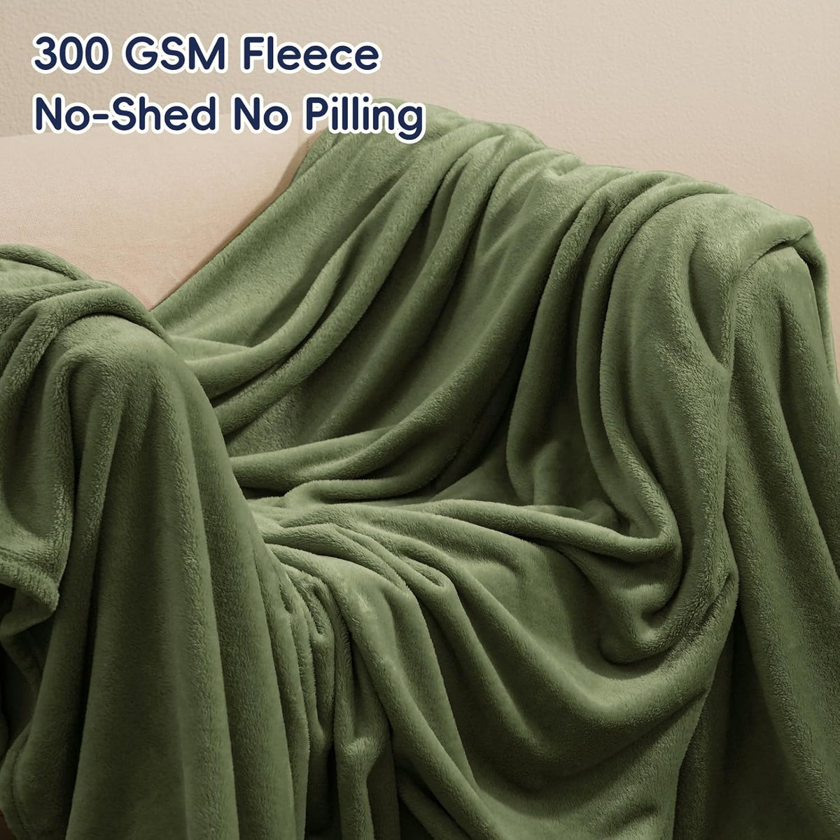 PHF Ultra Soft Fleece Blanket Queen Size, No Shed No Pilling Luxury Plush Cozy 300GSM Lightweight