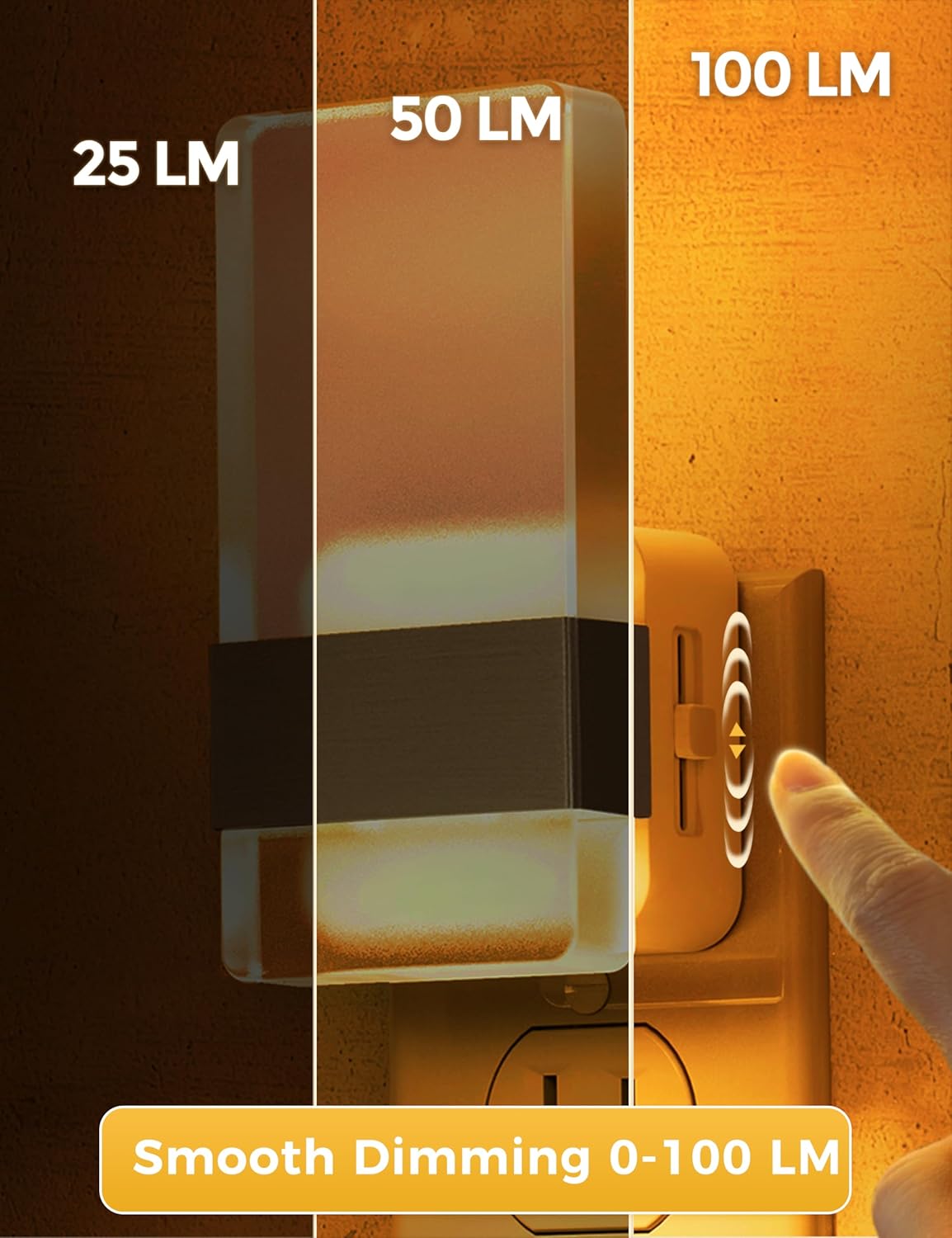 L LOHAS LED Night Light, Amber Night Lights Plug Into Wall, Dusk-to-Dawn Sensor Decorative Night