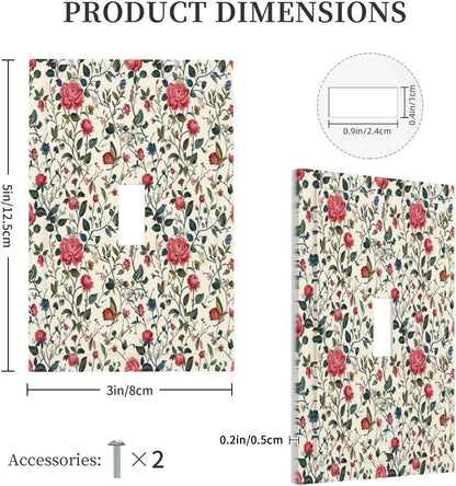 Decorative Light Switch Cover Vintage Flowers Rose Leaf Bird Butterfly 1 Gang Single Toggle Device