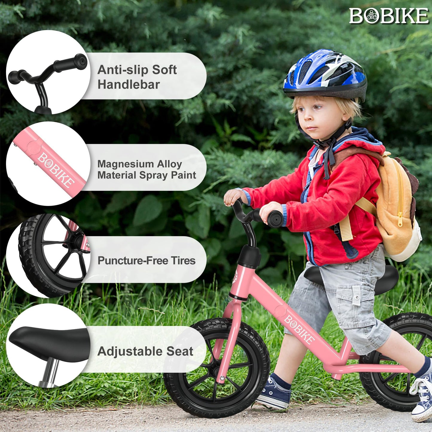 Bobike Toddler Balance Bike Toys for 2 to 5 Year Old Girls Boys Adjustable Seat and Handlebar