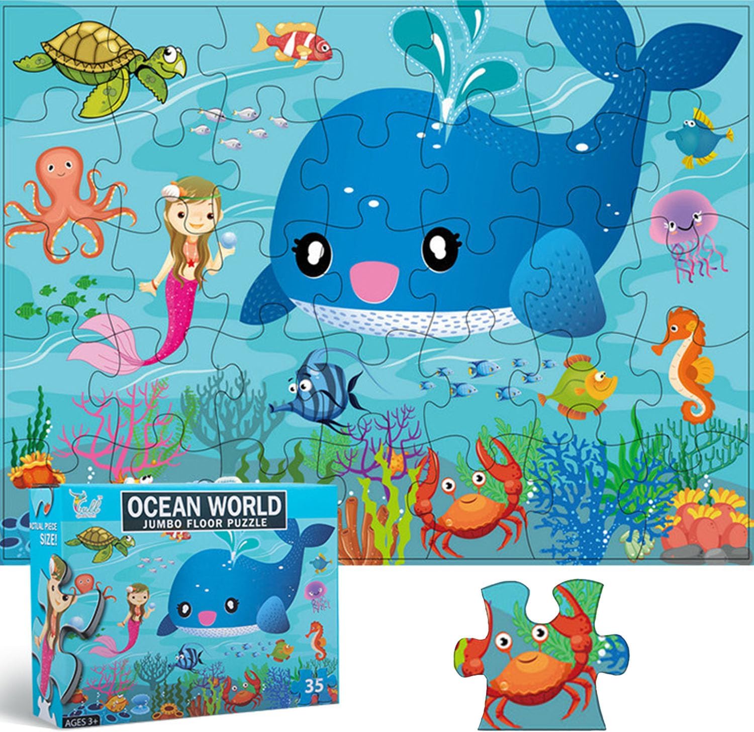 Jumbo Floor Puzzle for Kids, Large Jigsaw Puzzles 35 Piece for Kids Ages 3-5,Preschool Learning &