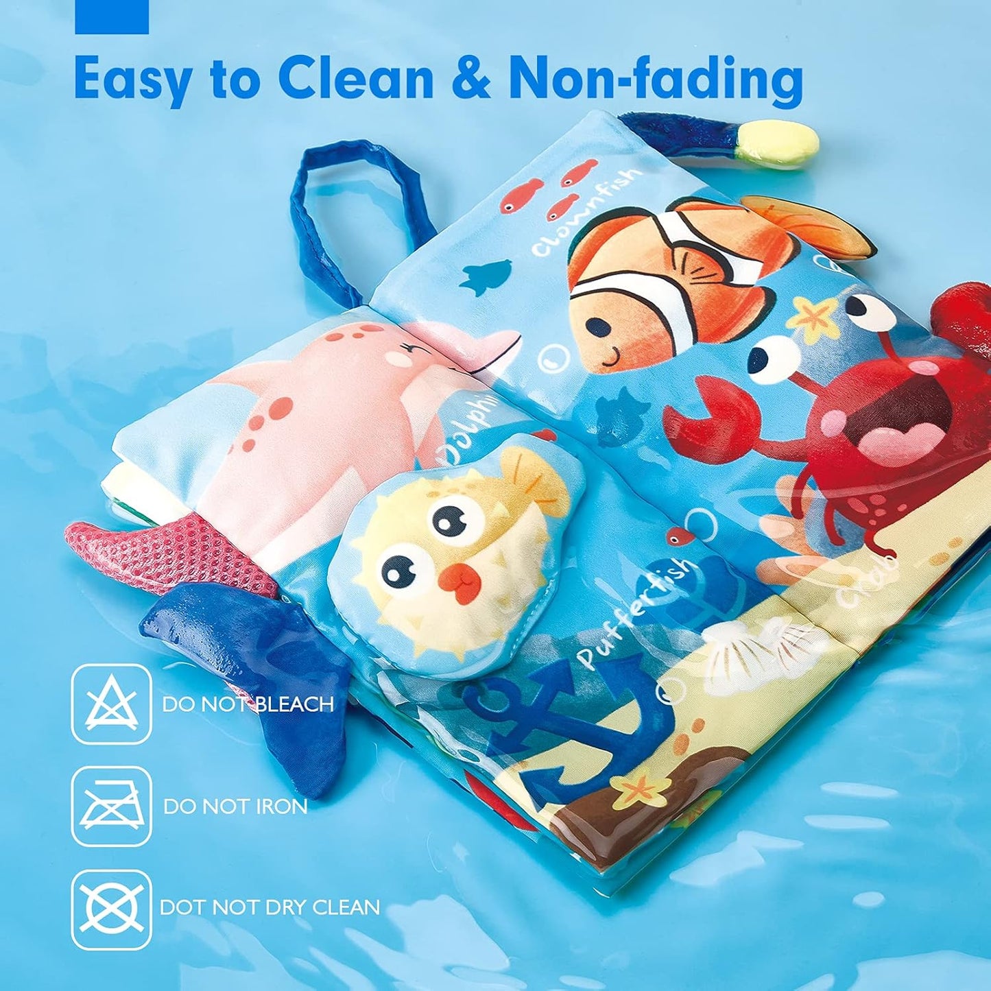 hahaland Baby Toys 0-6 Months - Crinkle Books for Babies 2PCS, Cloth Texture Tails Sensory Book