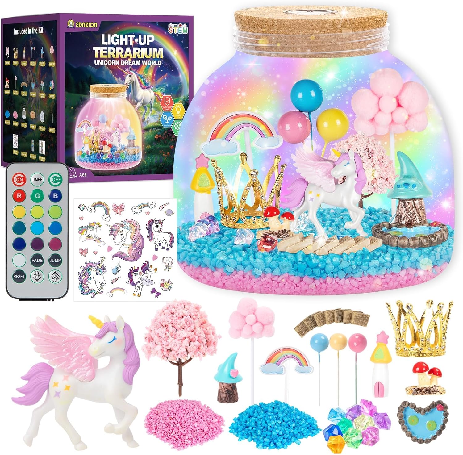 Unicorn Light Up Terrarium for Girls – DIY Garden Craft with LED | STEM Kit, Arts & Crafts Gift for