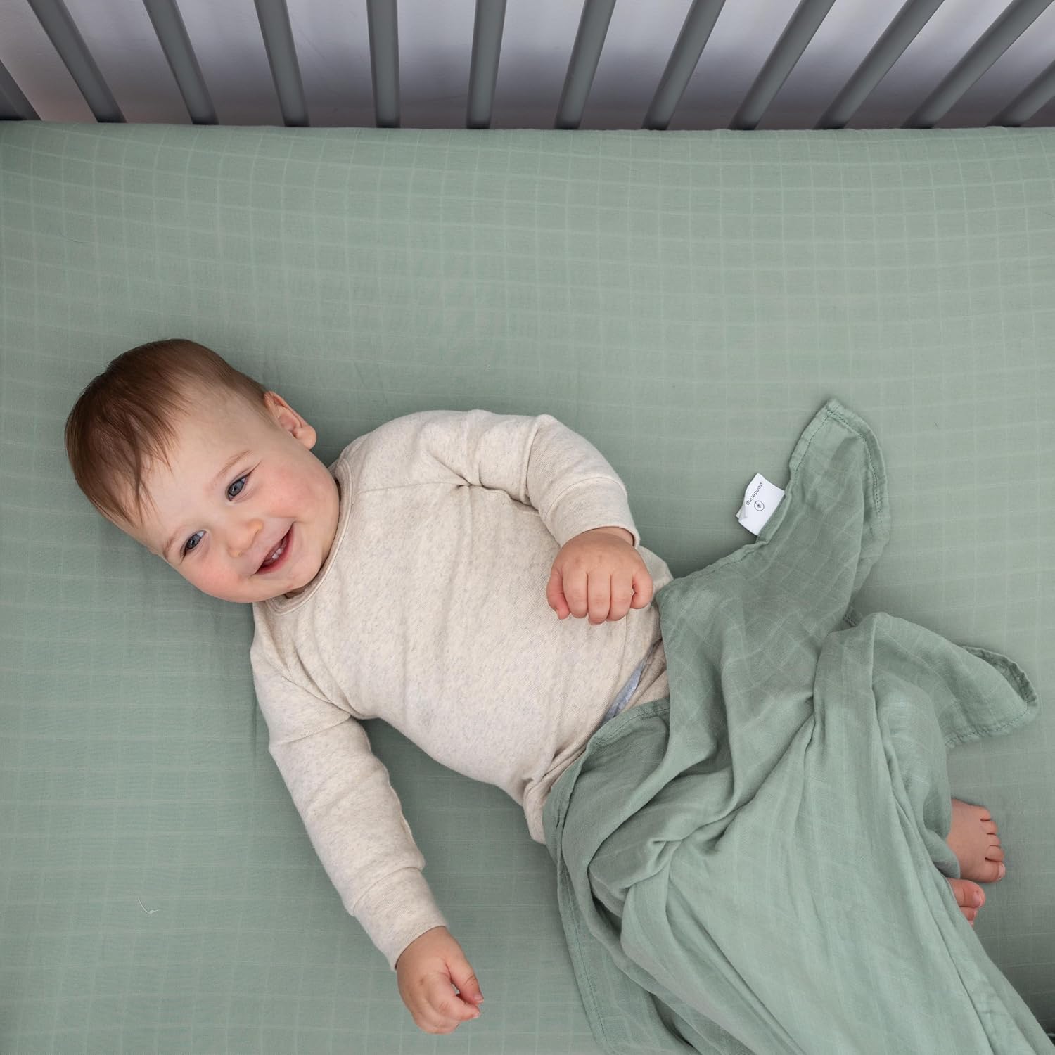Organic Muslin Fitted Crib Sheet - Organic Crib Sheet for Standard Crib and Toddler Mattresses