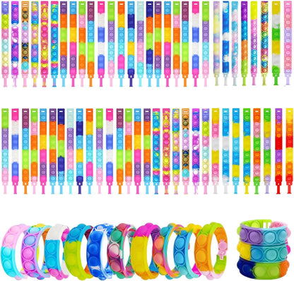 300pcs pop Random Bracelet,Pop Bubble Fidget Sensory Toys, Pop Toy Bulk for Party Favor, Classroom