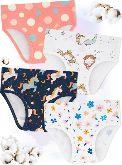 Girls' Underwear,Soft Cotton Tagless Panties for Toddlers' & Little Kids Comfort,Breathable