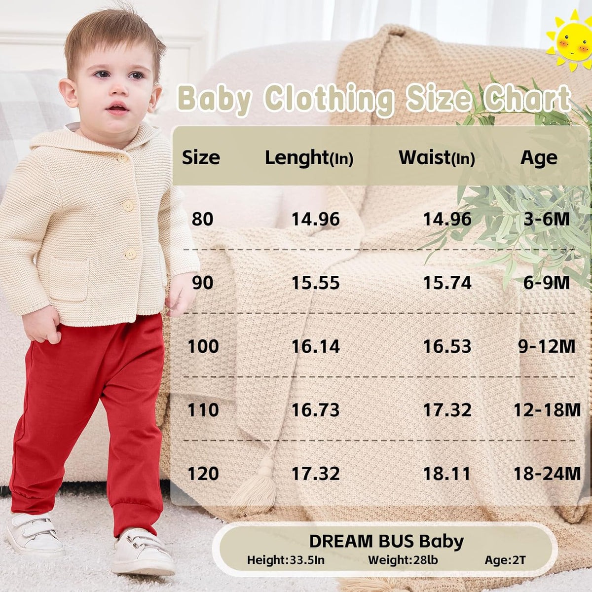DREAM BUS Pack of 3 Toddler Jogger Pants with Pocket Toddler Boy Sweatpants Baby Boy Pants Infant