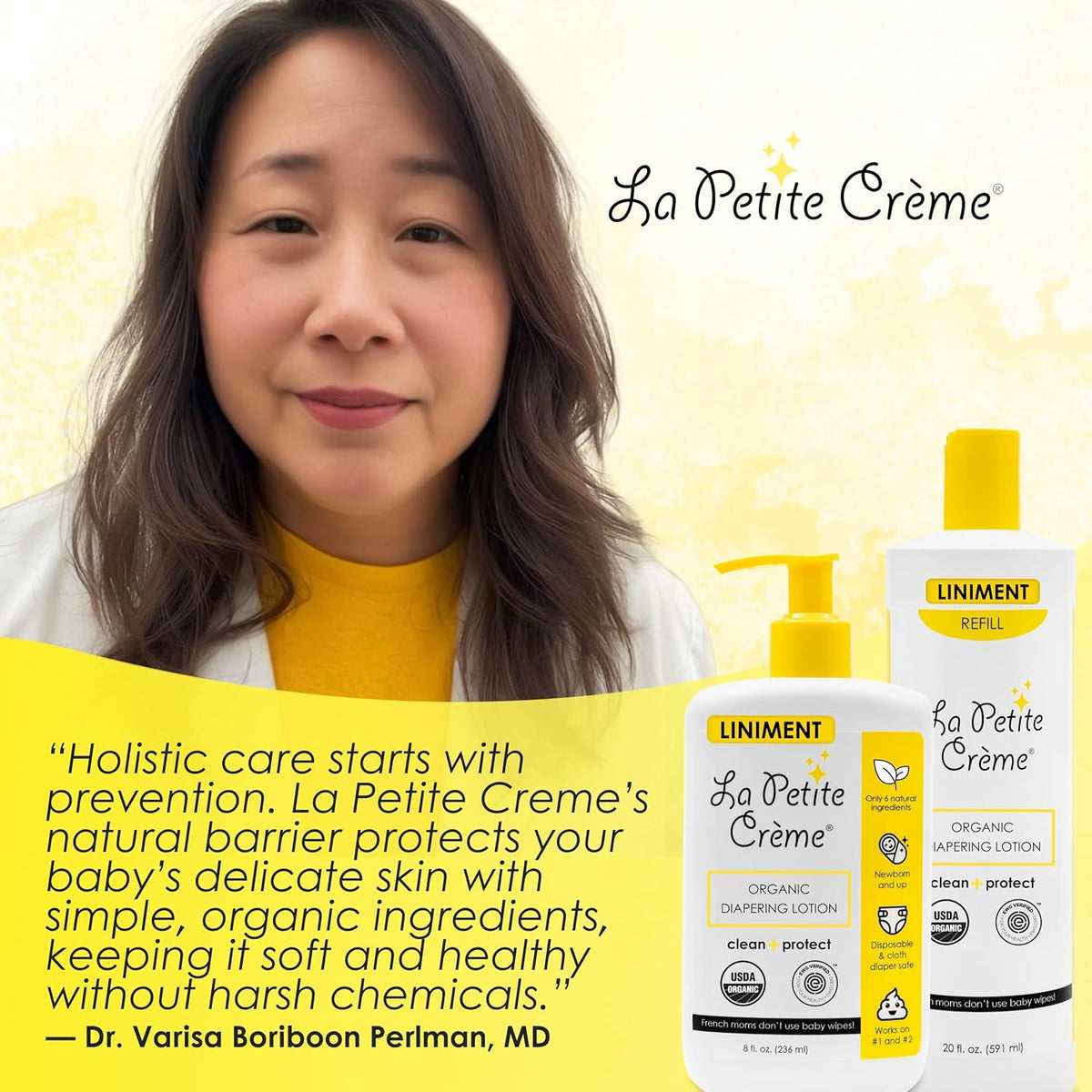 La Petite Creme French Premium Diapering Lotion - Diaper Cream Alternative to Baby Wipes