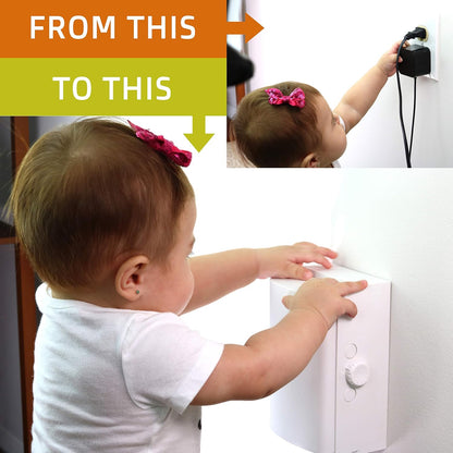Baby Safety Outlet Cover BOX [Patent Pending] Double Lock for Much Better Toddler Proofing, Easier