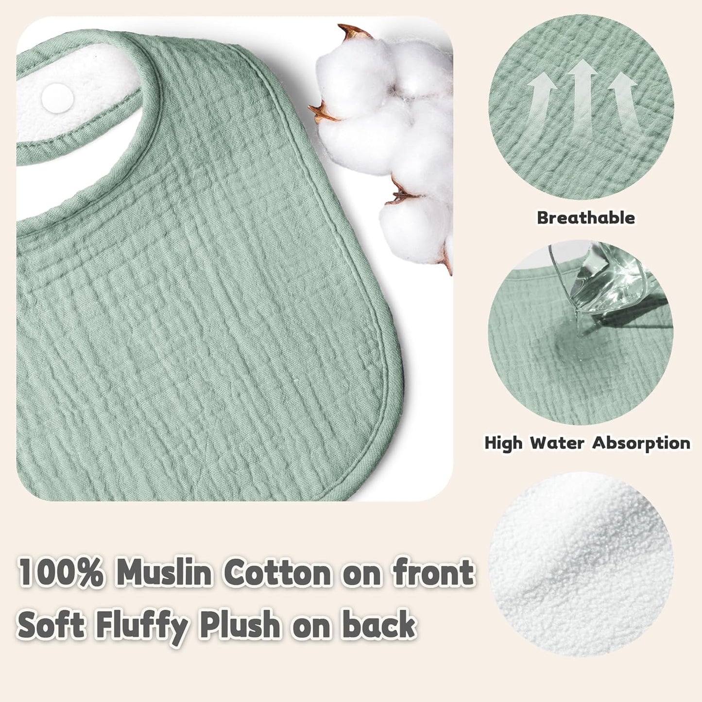Susurration Muslin Baby Drool Bibs 10Pack Soft Square Adjustable Bandana Bibs for Unisex Baby Girls