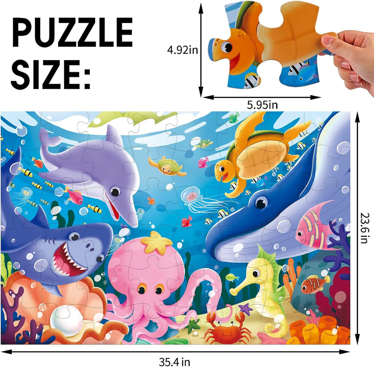 Jumbo Floor Puzzle for Kids Underwater Jigsaw Large Puzzles 48 Piece for Toddler Children Learning