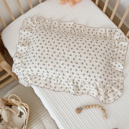 BuLuTu Muslin Cotton Kids Pillowcase Standard Size, 20"x26", Pink Bellflower Print Pillow Covers