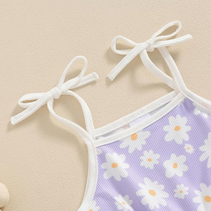 WZTYYDS Toddler Baby Girl Summer Clothes Floral Romper Tie-Up Strap Halter Jumpsuit Infant Summer