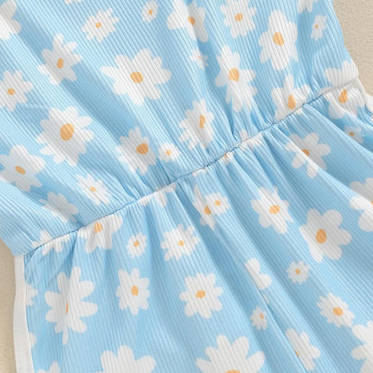 WZTYYDS Toddler Baby Girl Summer Clothes Floral Romper Tie-Up Strap Halter Jumpsuit Infant Summer