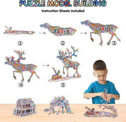 BEARUN 3D Coloring Puzzle Set, Arts and Crafts for Girls and Boys Age 6 7 8 9 10 11 12 Year Old
