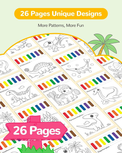 TECJOE Paint with Water Coloring Books for Toddlers, Dinosaur Series Watercolor Set with 3 Brushes