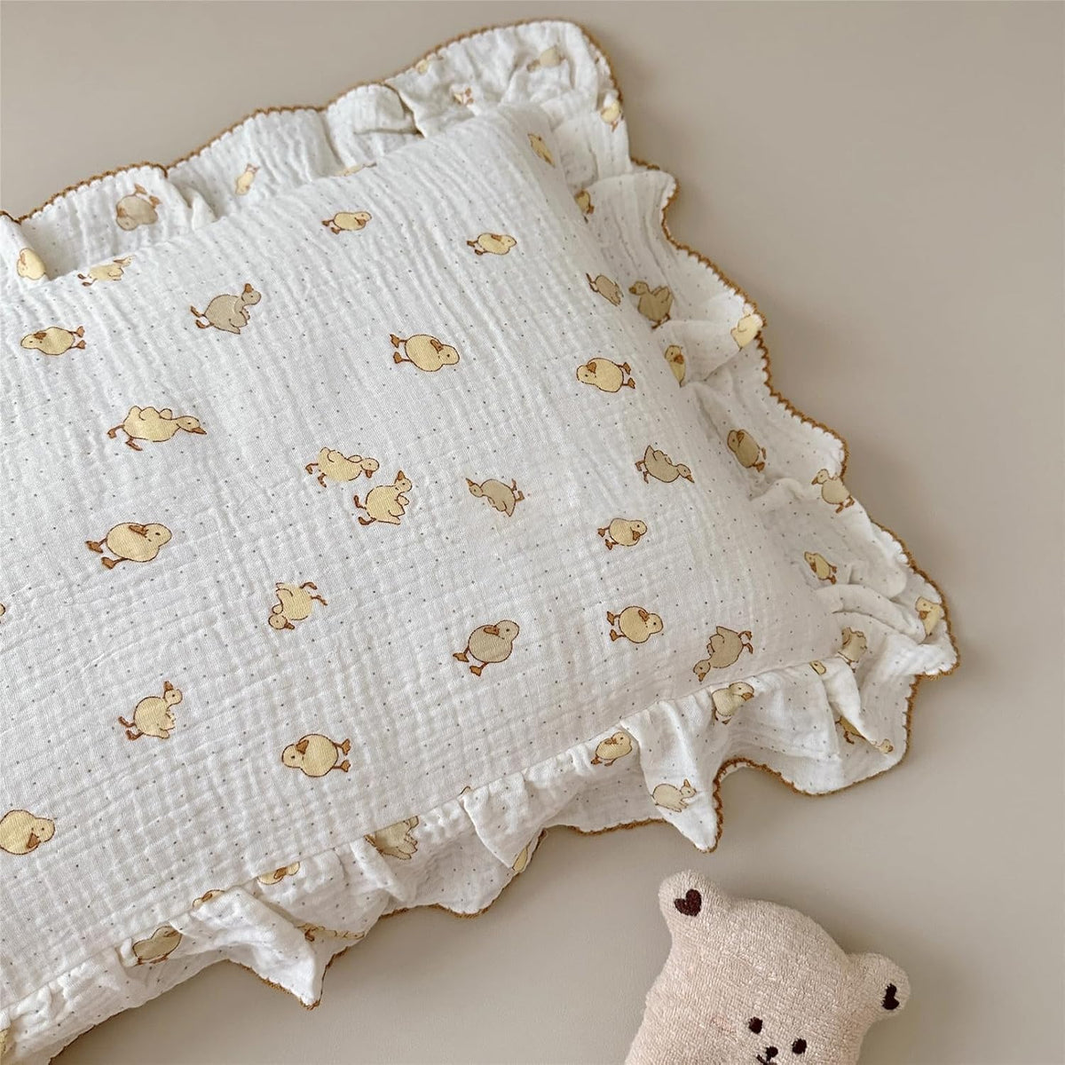 BuLuTu Cute Toddler Pillow Cases Cotton Muslin Toddler Pillowcase 1 PC, Ultra Soft Small Pillowcase