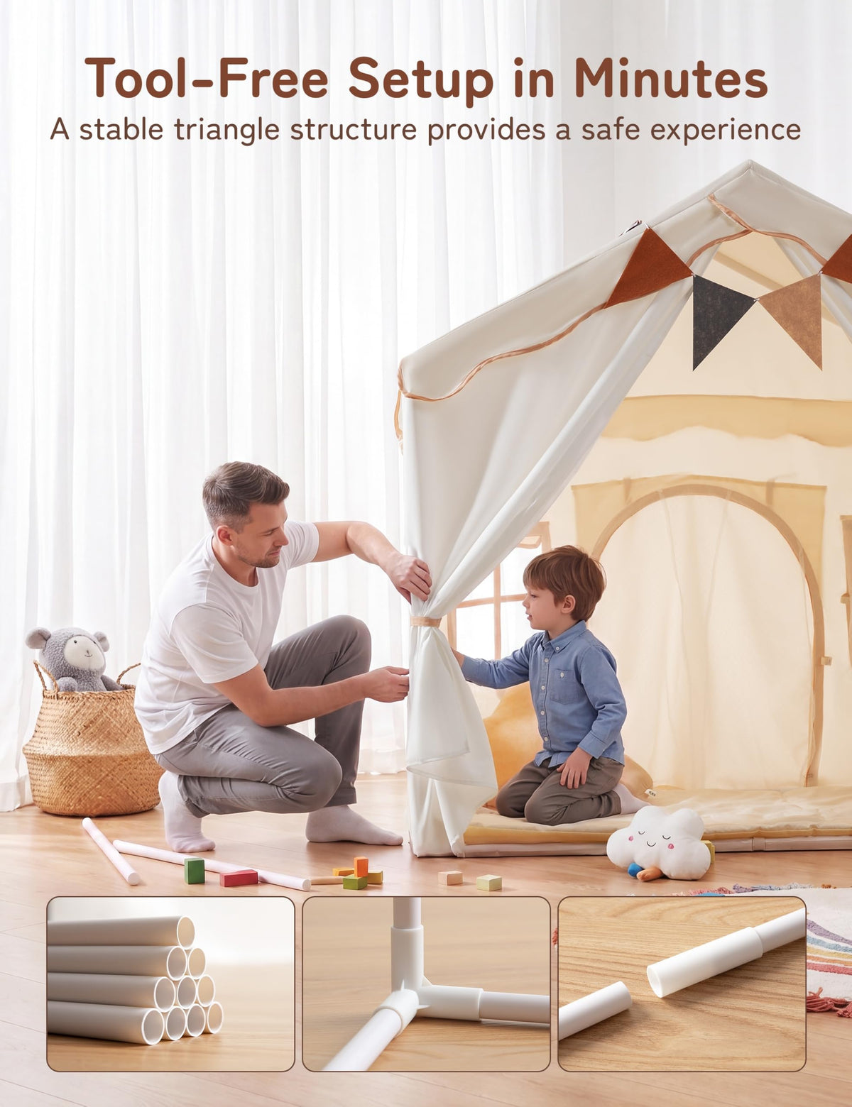besrey 2-in-1 Kids Play Tent, Indoor Tent with Double Doors