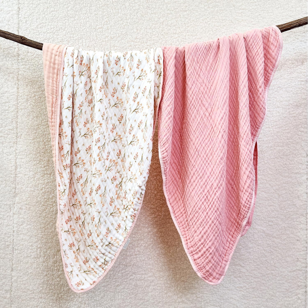 Pack of 2 Ultra Soft Muslin Baby Blankets for Girls Boys Breathable Lightwight Cotton Muslin