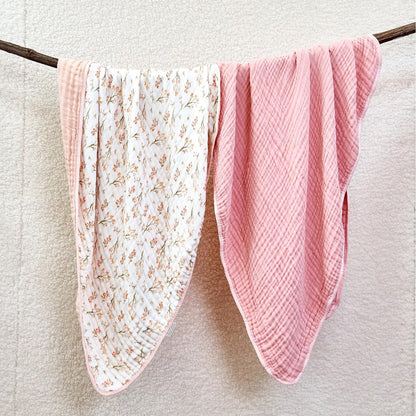 Pack of 2 Ultra Soft Muslin Baby Blankets for Girls Boys Breathable Lightwight Cotton Muslin