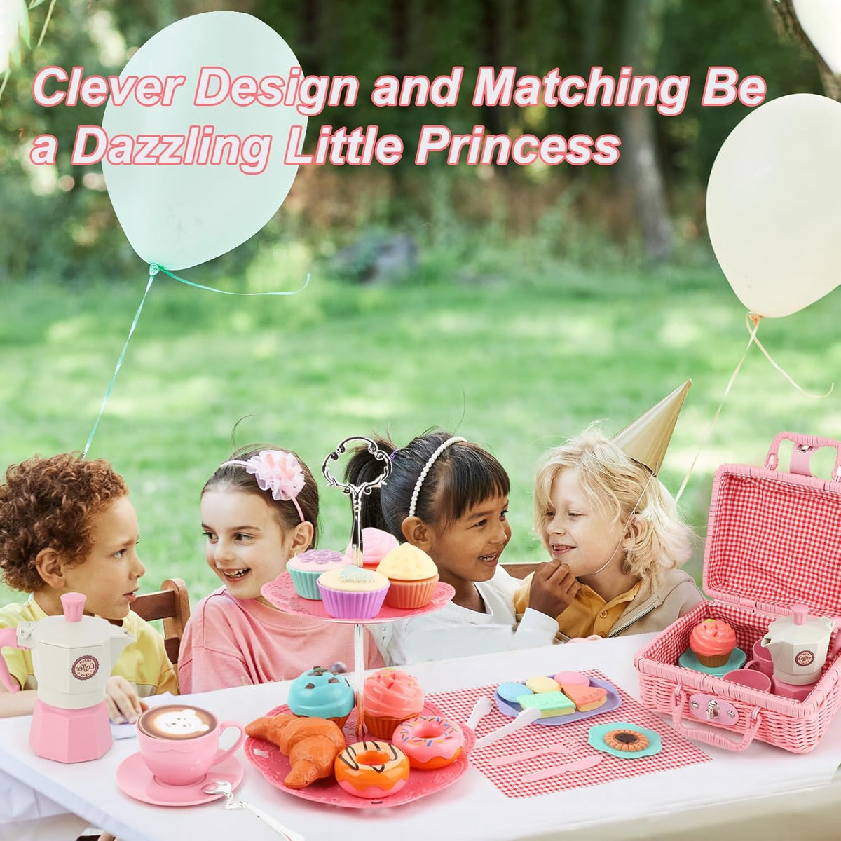 Afternoon Tea Toys Set Pretend Play Food Toys for Toddler Girls, Party Tea Playset Toy Gifts for 3