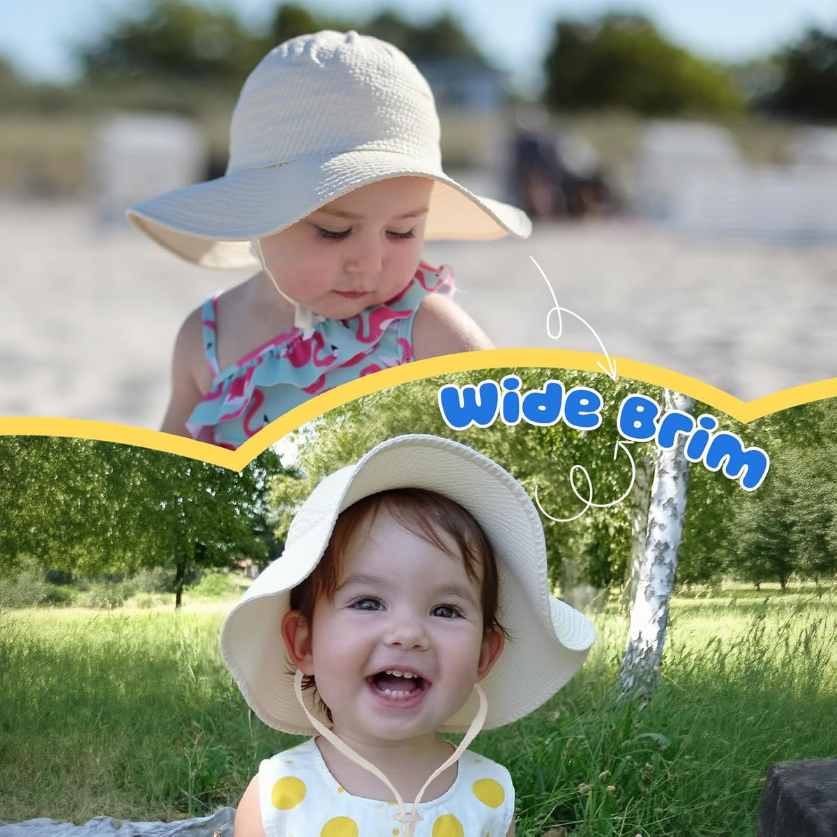 HONGTEYA Baby Sun Hat Toddler Girl Beach Hat Adjustable Outdoor Summer Hat UPF 50+ Sun Protection
