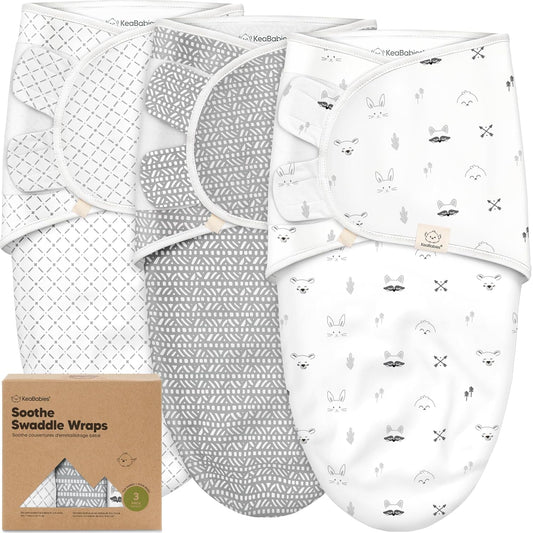 KeaBabies 3-Pack Organic Baby Swaddle Sleep Sacks - Swaddles for Newborns, Infant 0-3 Months, Baby