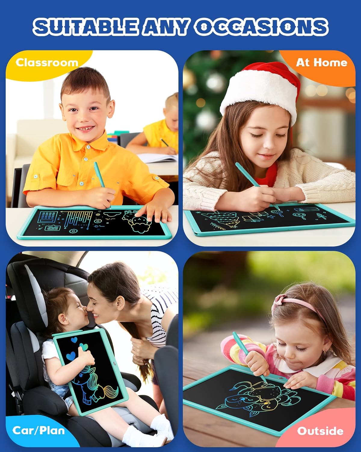 Bravokids 15 Inch LCD Writing Tablet for 3 Year Olds - Electronic Drawing Pad and Doodle Board as