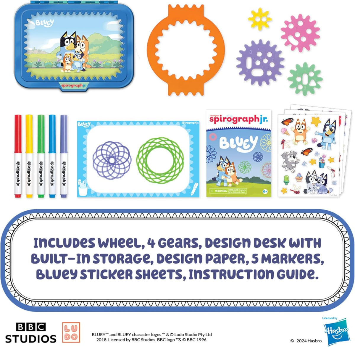 Spirograph Jr Bluey Toys - Toddler Arts and Crafts, Drawing Art Kit, Toddler Activities, Bluey