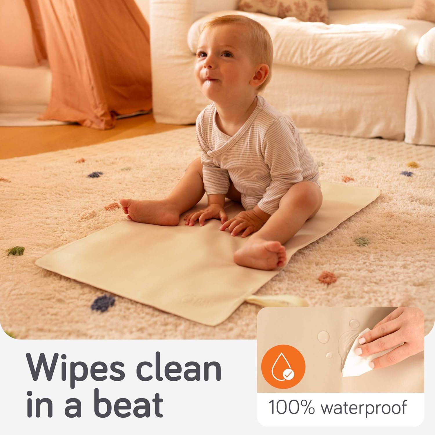 Baby Uma Vegan Leather Baby Changing Mat - Waterproof & Wipeable Changing Pad, XL for Growing
